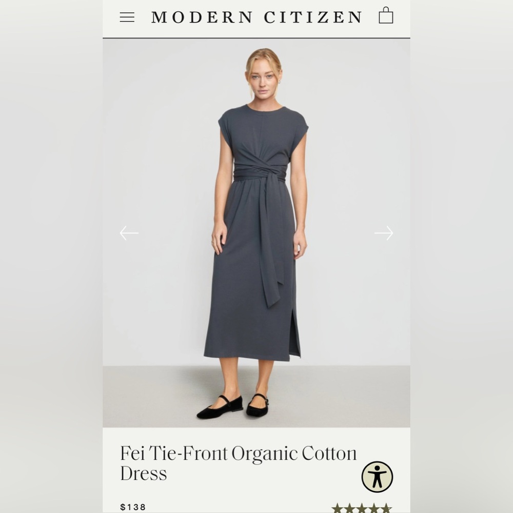 Fei Tie-Front Organic Cotton Dress -Maritime 
XS